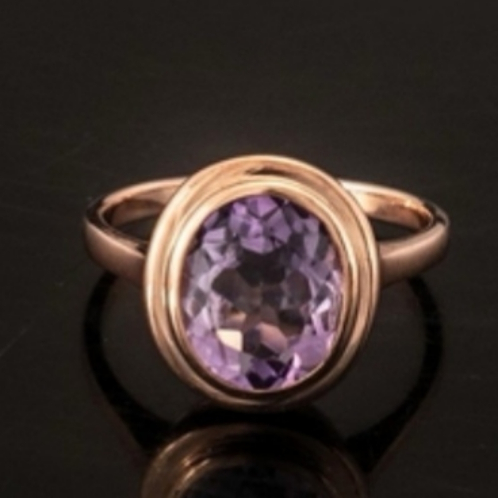 Amythest Solitaire Ring,  size 8.5